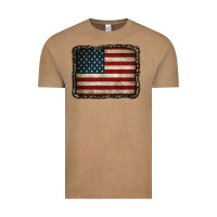 Vintage Coffee American Flag With Leopard Frame Vintage Tee - CowCowDesign