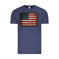 Vintage Denim American Flag With Leopard Frame Vintage Tee - CowCowDesign
