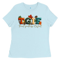Baby Blue tgif thank goodness its fall Ladies Tee - CowGirlArtShop