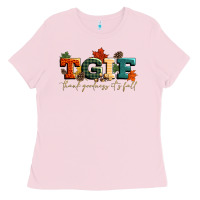Bubblegum Pink tgif thank goodness its fall Ladies Tee - CowGirlArtShop