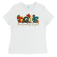 White tgif thank goodness its fall Ladies Tee - CowGirlArtShop