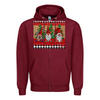 Burgundy Christmas gnomes Zipper Hoodie - BarkalooDesign
