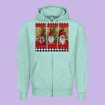 Christmas Gnomes Zipper Hoodie Designed By Barkaloodesign