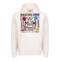 Pale Pink baseball mom Premium Hoodie - CowhideDigitalArt