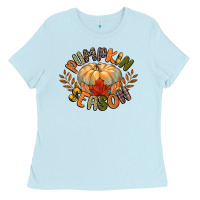 Baby Blue pumpkin season Ladies Tee - CowGirlArtShop