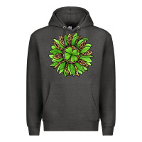 Charcoal Heather lucky leopard st patricks sunflower Premium Hoodie - Jasminsmagicworld