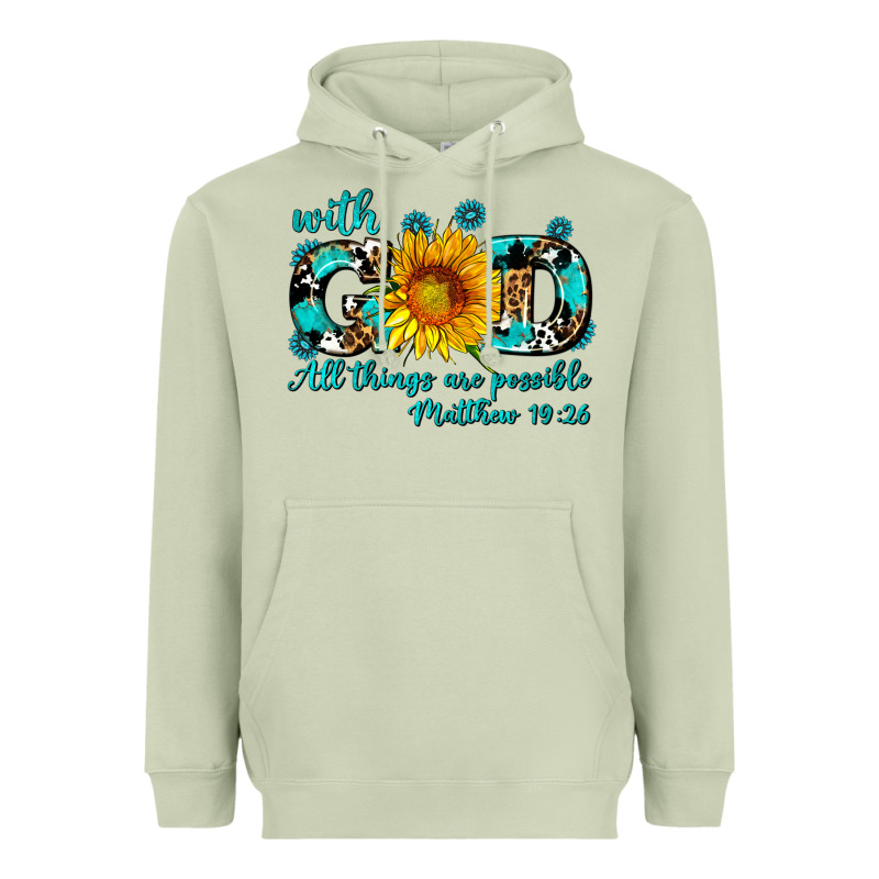 With God All Things Are Possible Sunflower Heavyweight Hoodie by AdoDesignShop | Teevron