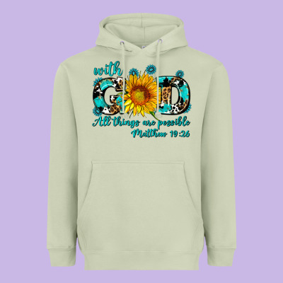 With God All Things Are Possible Sunflower Heavyweight Hoodie Designed By Adodesignshop