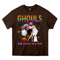 Chocolate Brown Ghouls just wanna have fun Heavy Core Tee - NancyCooperArtShop