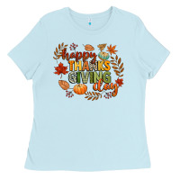 Baby Blue happy thanksgiving day Ladies Tee - CowGirlArtShop