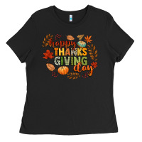 Black happy thanksgiving day Ladies Tee - CowGirlArtShop