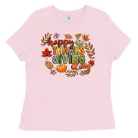 Bubblegum Pink happy thanksgiving day Ladies Tee - CowGirlArtShop
