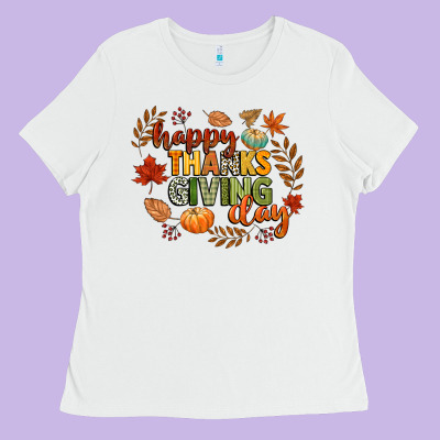 Happy Thanksgiving Day Ladies Tee Designed By Cowgirlartshop