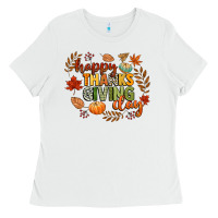 White happy thanksgiving day Ladies Tee - CowGirlArtShop