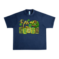 Navy St. Patrick's Kiss me i am irish Urban Heavy Tee - OliviaCreatesArt