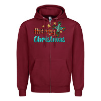 Burgundy merry christmas turquoise gemstones cross Zipper Hoodie - BarkalooDesign