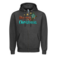 Charcoal Heather merry christmas turquoise gemstones cross Zipper Hoodie - BarkalooDesign