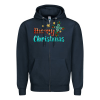 Navy merry christmas turquoise gemstones cross Zipper Hoodie - BarkalooDesign