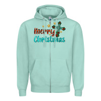 Seafoam merry christmas turquoise gemstones cross Zipper Hoodie - BarkalooDesign
