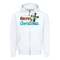 White merry christmas turquoise gemstones cross Zipper Hoodie - BarkalooDesign