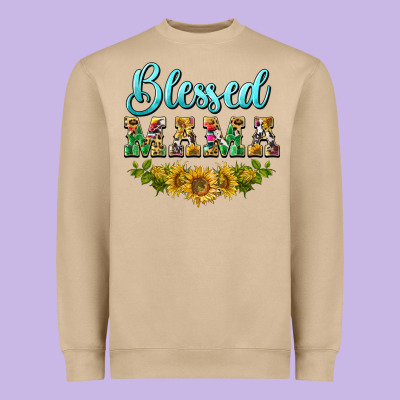 Blessed Mama Heavyweight Sweatshirt Designed By Barkaloodesign