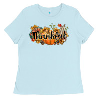 Baby Blue thankful Ladies Tee - CowGirlArtShop