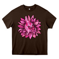 Chocolate Brown Breast Cancer Sunflower Heavy Core Tee - texasbilliewilder