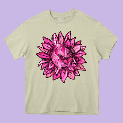 Breast Cancer Sunflower Heavy Core Tee Designed By Texasbilliewilder