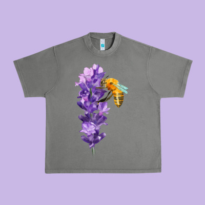 Honey Bee With Lavender Fa Element Urban Heavy Tee Designed By Fadigitalartstudio