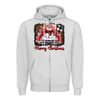 Dove Grey merry christmas truck snowman Zipper Hoodie - BarkalooDesign