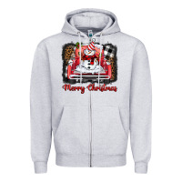 Heather Grey merry christmas truck snowman Zipper Hoodie - BarkalooDesign