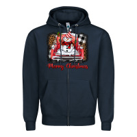 Navy merry christmas truck snowman Zipper Hoodie - BarkalooDesign