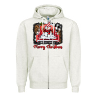 Oatmeal Heather merry christmas truck snowman Zipper Hoodie - BarkalooDesign