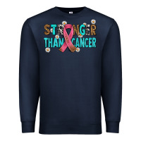 Navy stronger than cancer with cancer ribbon Premium Sweatshirt - AdoDesignShop