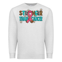 Oatmeal Heather stronger than cancer with cancer ribbon Premium Sweatshirt - AdoDesignShop