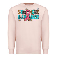 Pale Pink stronger than cancer with cancer ribbon Premium Sweatshirt - AdoDesignShop