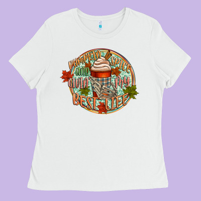 Pumpkin Spice And Livin My Best Life Ladies Tee Designed By Cowgirlartshop