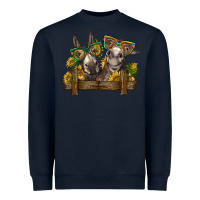 Navy 2 donkeys with sunflowers Heavyweight Sweatshirt - BarkalooDesign