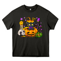Asphalt Black cat pumpkin Heavy Core Tee - NancyCooperArtShop
