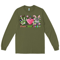 Army Green peace love easter bunny Long Sleeve Tee - FaDigitalArtStudio