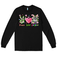 Black peace love easter bunny Long Sleeve Tee - FaDigitalArtStudio