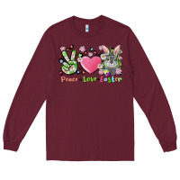 Burgundy peace love easter bunny Long Sleeve Tee - FaDigitalArtStudio