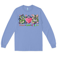 Colony Blue peace love easter bunny Long Sleeve Tee - FaDigitalArtStudio