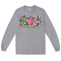 Heather Grey peace love easter bunny Long Sleeve Tee - FaDigitalArtStudio