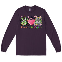 Plum peace love easter bunny Long Sleeve Tee - FaDigitalArtStudio