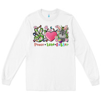 White peace love easter bunny Long Sleeve Tee - FaDigitalArtStudio