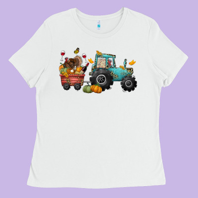Thanksgiving Tractor Ladies Tee Designed By Cowgirlartshop