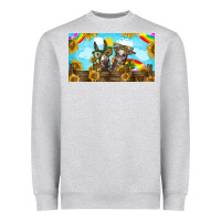 Heather Grey 2 donkeys sunflower Heavyweight Sweatshirt - BarkalooDesign