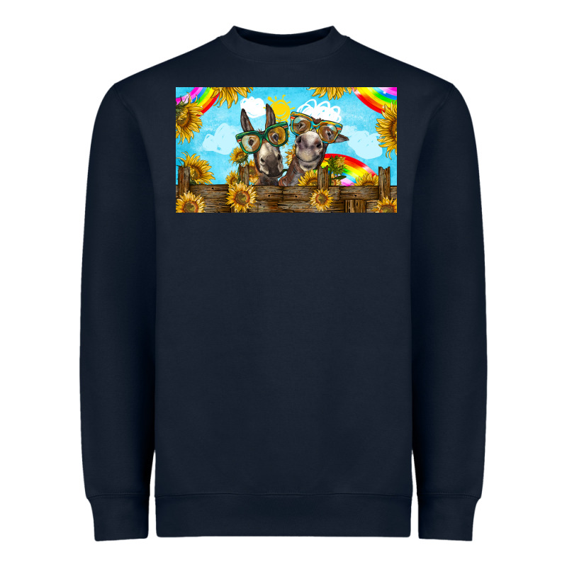 2 Donkeys Sunflower Heavyweight Sweatshirt by BarkalooDesign | Teevron