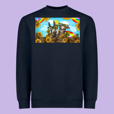 2 Donkeys Sunflower Heavyweight Sweatshirt Designed By Barkaloodesign